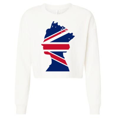 Queen Elizabeth Platinum Jubilee Celebration Queens 70th Anniversary Union Jack Cropped Pullover Crew