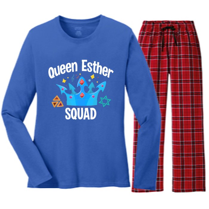 Queen Esther Squad Gift Funny Jewish Gift Purim Happy Costume Gift Women's Long Sleeve Flannel Pajama Set 