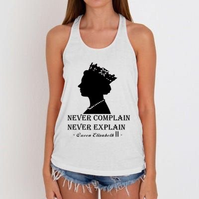 Queen Elizabeth Shirt Never Complain Never Explain Shirt Queen Shirt Roya Women's Knotted Racerback Tank