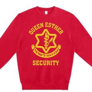 Queen Esther Security Funny Purim Costume Idf Tzahal Israel Premium Crewneck Sweatshirt