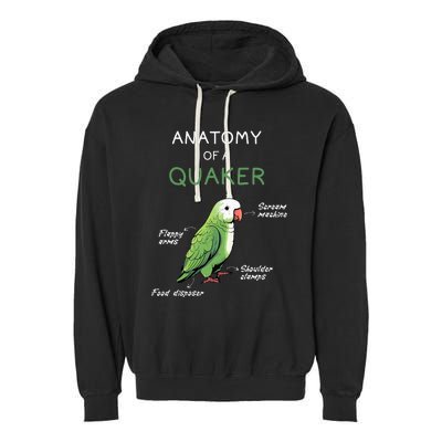 Quaker Funny Anatomy Of A Quaker Parrot Monk Parrot Garment-Dyed Fleece Hoodie