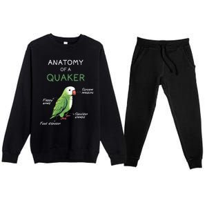 Quaker Funny Anatomy Of A Quaker Parrot Monk Parrot Premium Crewneck Sweatsuit Set