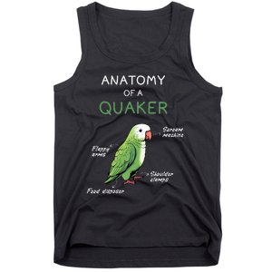 Quaker Funny Anatomy Of A Quaker Parrot Monk Parrot Tank Top