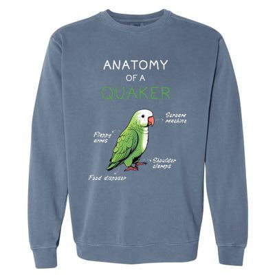 Quaker Funny Anatomy Of A Quaker Parrot Monk Parrot Garment-Dyed Sweatshirt