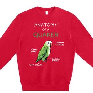 Quaker Funny Anatomy Of A Quaker Parrot Monk Parrot Premium Crewneck Sweatshirt