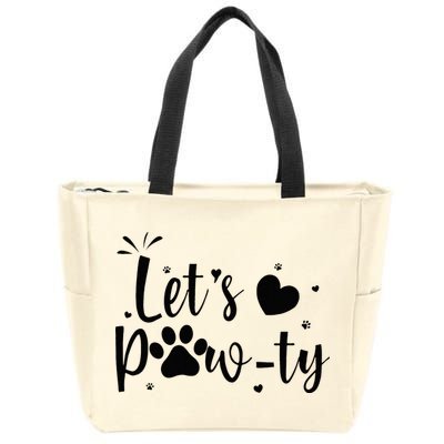 q6bA Funny Let's Pawty Dog Birthday Dog Mom Birthday Party Zip Tote Bag