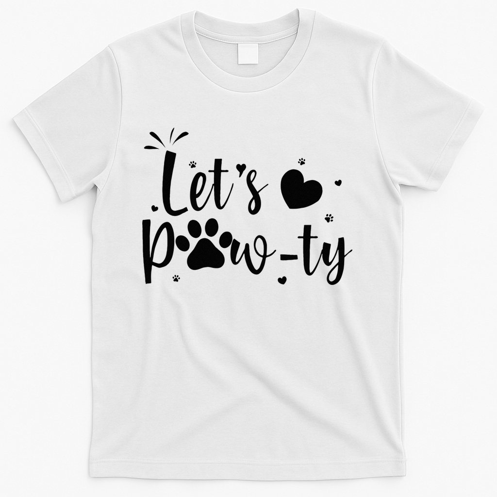 q6bA Funny Let's Pawty Dog Birthday Dog Mom Birthday Party T-Shirt