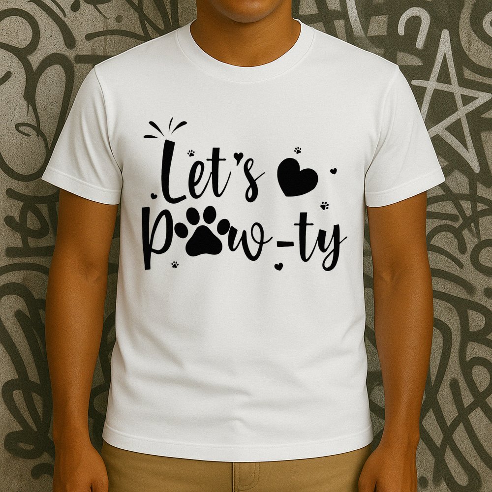 q6bA Funny Let's Pawty Dog Birthday Dog Mom Birthday Party T-Shirt