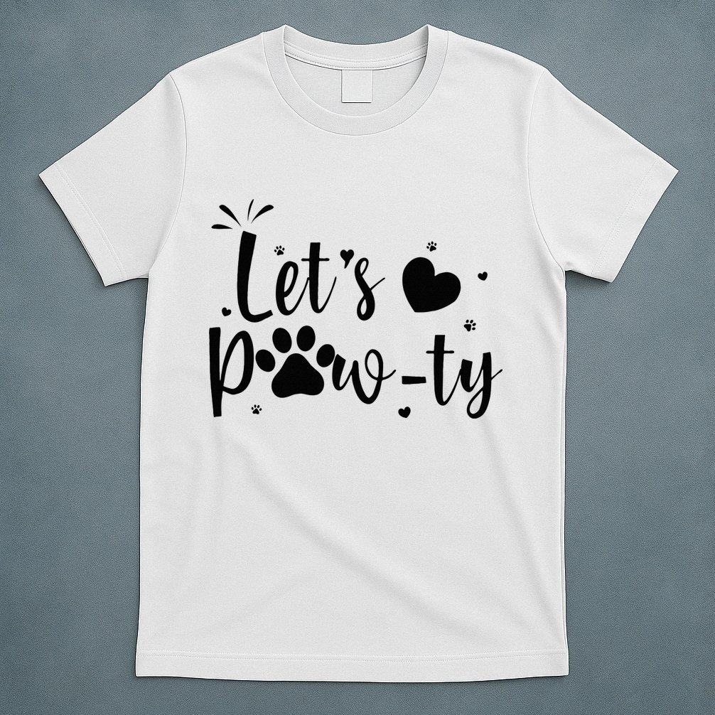 q6bA Funny Let's Pawty Dog Birthday Dog Mom Birthday Party T-Shirt