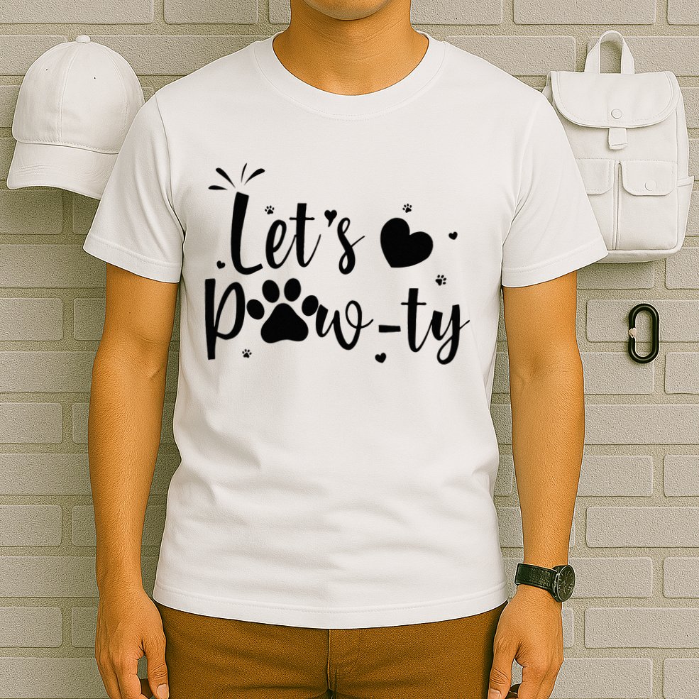 q6bA Funny Let's Pawty Dog Birthday Dog Mom Birthday Party T-Shirt