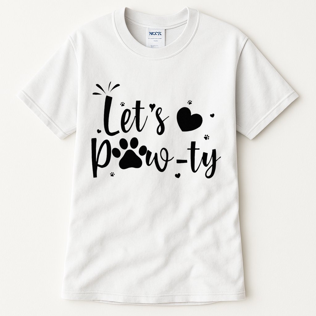q6bA Funny Let's Pawty Dog Birthday Dog Mom Birthday Party Tall T-Shirt
