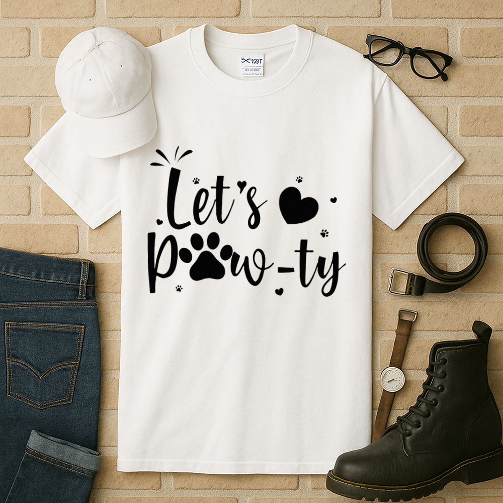 q6bA Funny Let's Pawty Dog Birthday Dog Mom Birthday Party Tall T-Shirt
