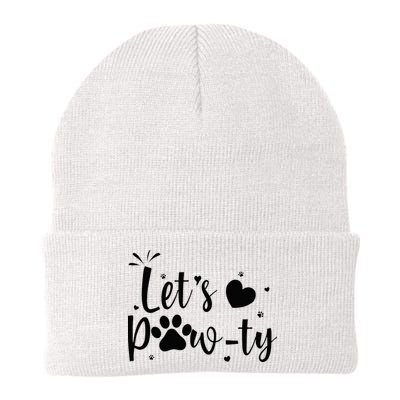 q6bA Funny Let's Pawty Dog Birthday Dog Mom Birthday Party Beanie