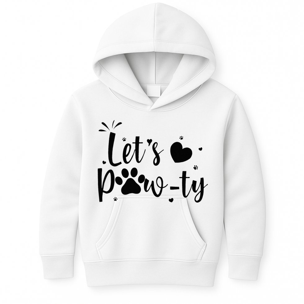 q6bA Funny Let's Pawty Dog Birthday Dog Mom Birthday Party Kids Hoodie