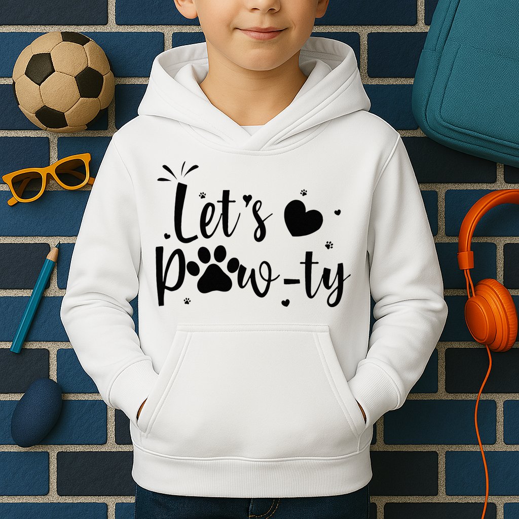 q6bA Funny Let's Pawty Dog Birthday Dog Mom Birthday Party Kids Hoodie