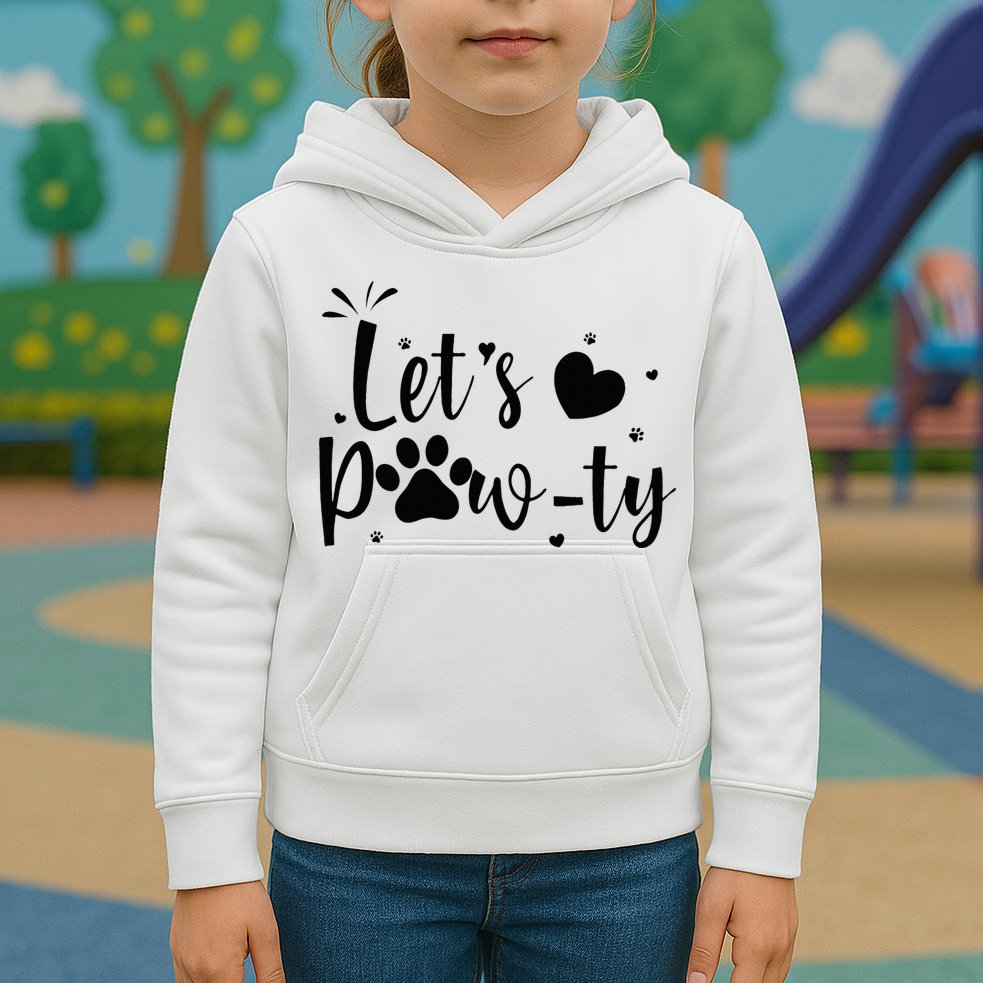 q6bA Funny Let's Pawty Dog Birthday Dog Mom Birthday Party Kids Hoodie