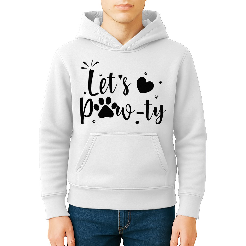 q6bA Funny Let's Pawty Dog Birthday Dog Mom Birthday Party Kids Hoodie
