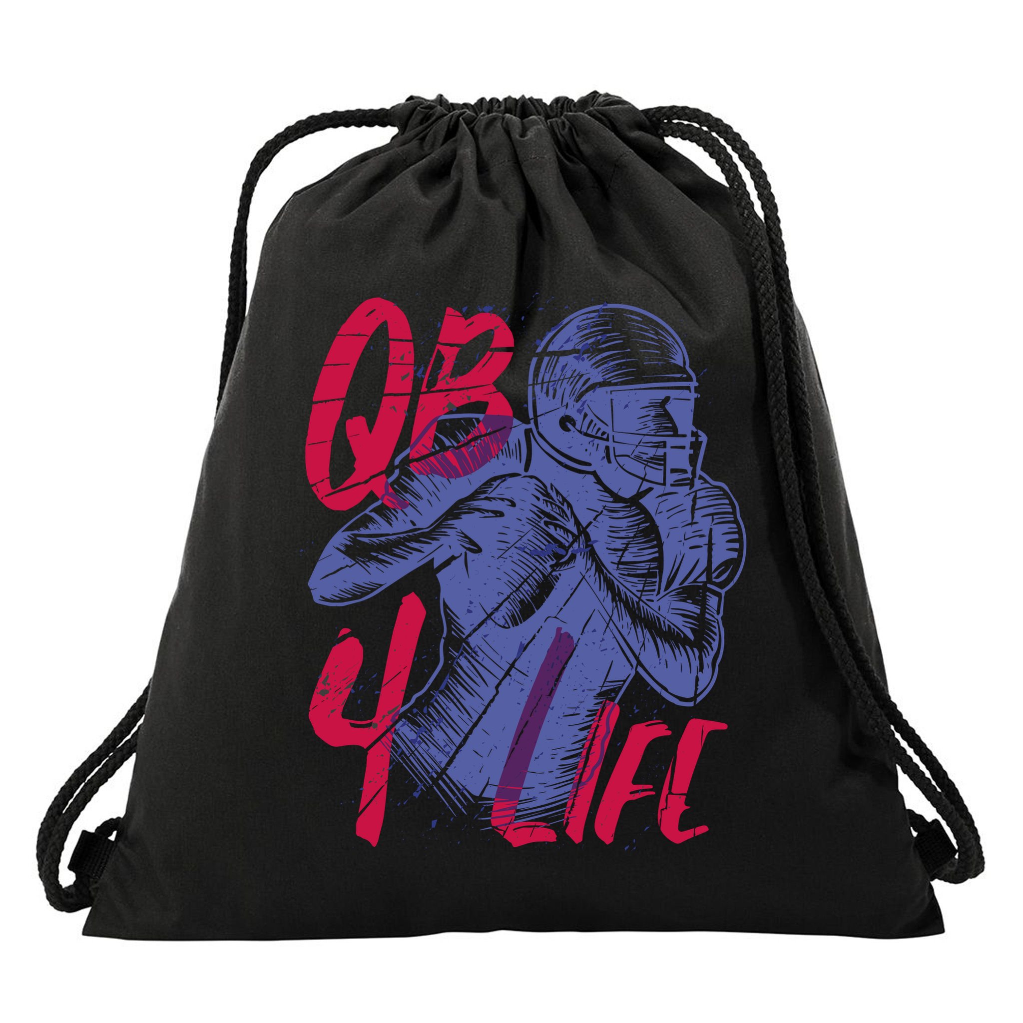 Quarterback For Life Football Player Drawstring Bag