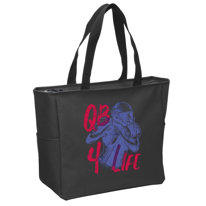 Quarterback For Life Football Player Zip Tote Bag