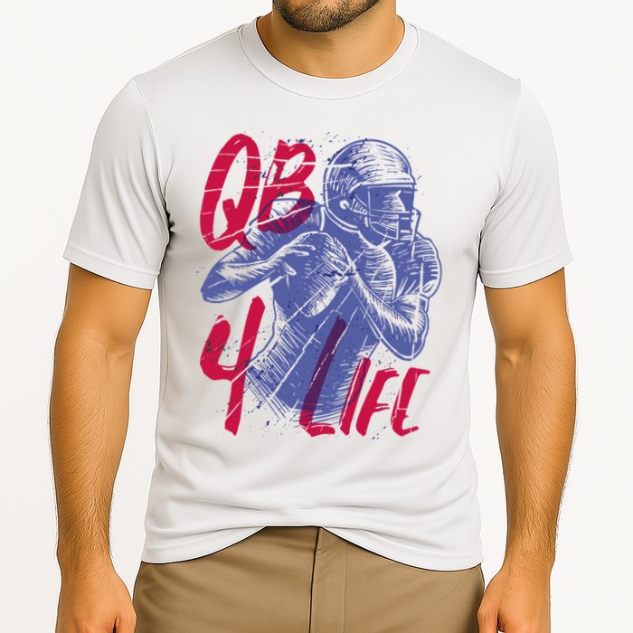 Quarterback For Life Football Player Cooling Performance Crew T-Shirt