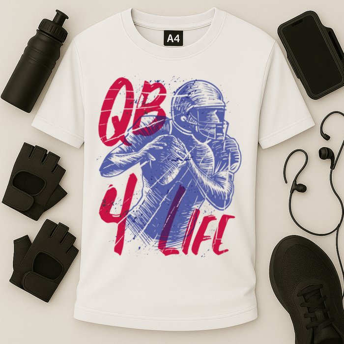 Quarterback For Life Football Player Cooling Performance Crew T-Shirt