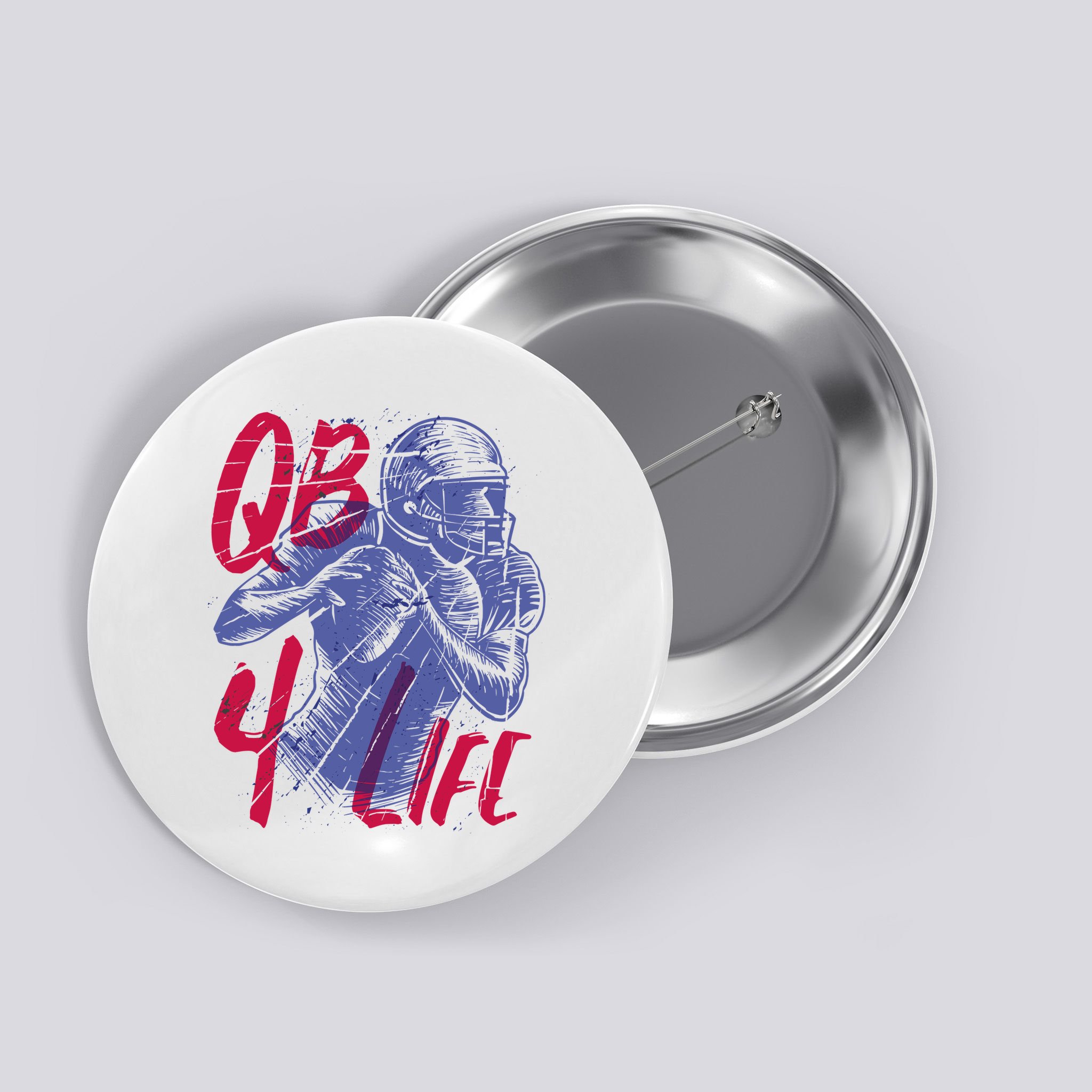 Quarterback For Life Football Player Button
