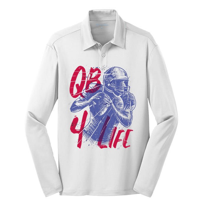 Quarterback For Life Football Player Silk Touch Performance Long Sleeve Polo