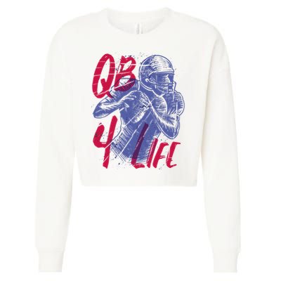 Quarterback For Life Football Player Cropped Pullover Crew