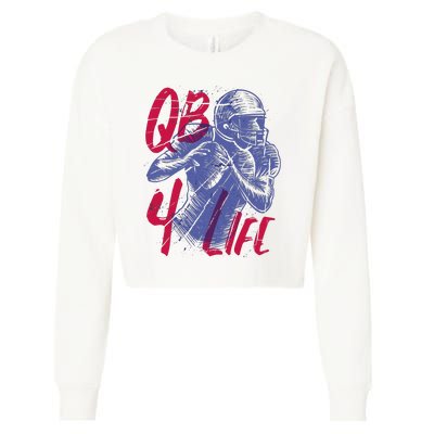 Quarterback For Life Football Player Cropped Pullover Crew