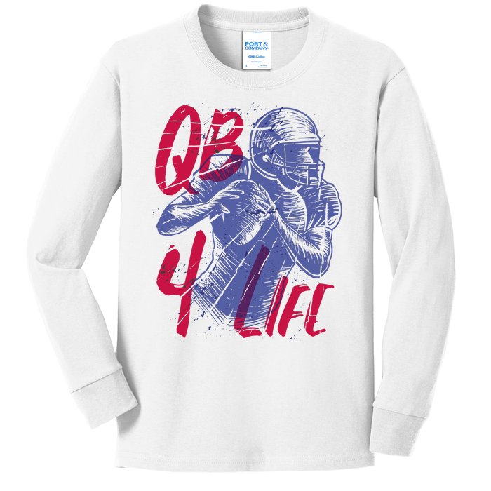 Quarterback For Life Football Player Kids Long Sleeve Shirt