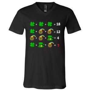 Quiz Funny Math Teacher Patricks Day V-Neck T-Shirt