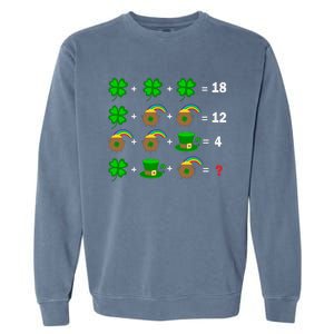 Quiz Funny Math Teacher Patricks Day Garment-Dyed Sweatshirt