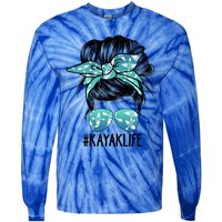 Q6m0 Funny Messy Bun Kayak Mom Kayaking Boating Lover Gift Tie-Dye Long Sleeve Shirt