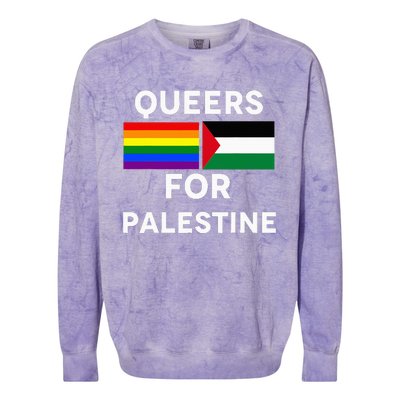 Queers For Palestine Colorblast Crewneck Sweatshirt