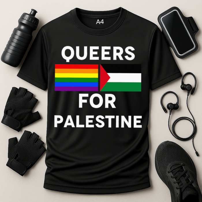 Queers For Palestine Cooling Performance Crew T-Shirt