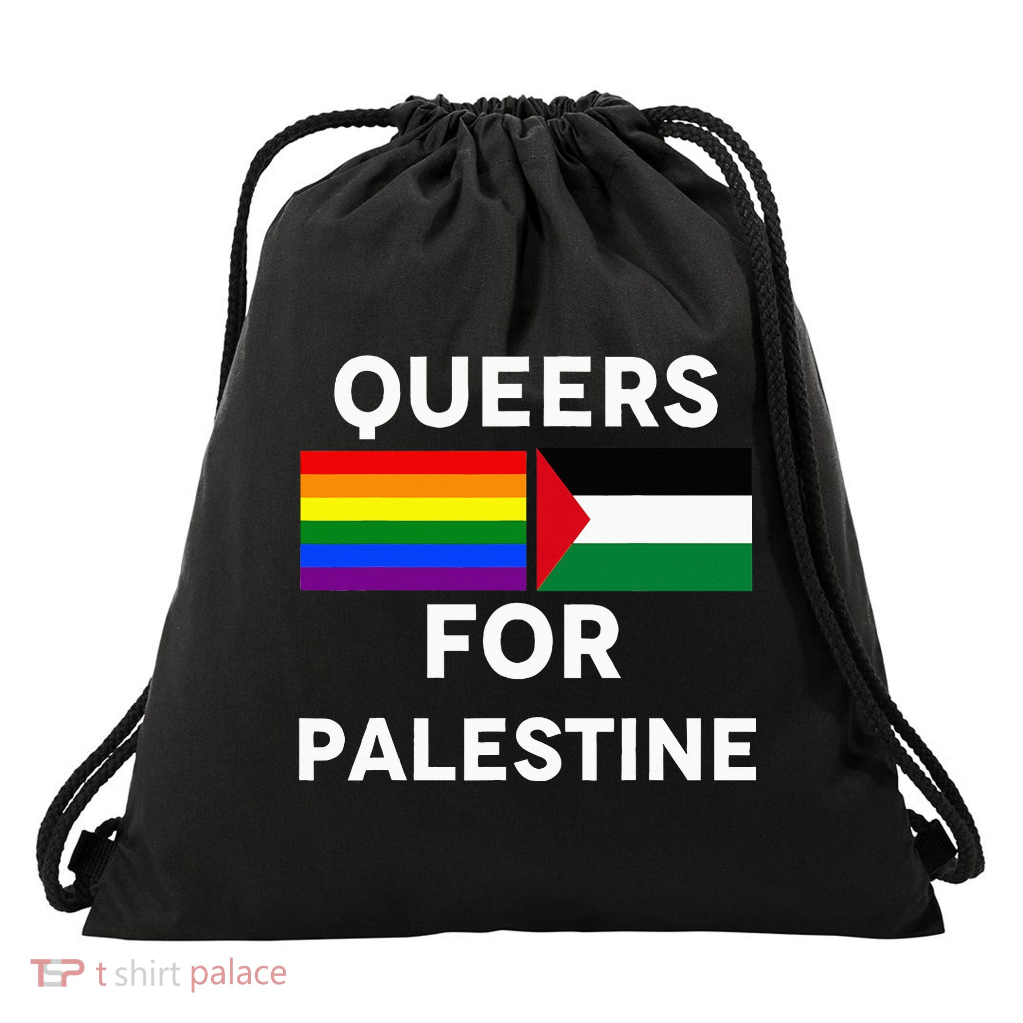 Queers For Palestine Drawstring Bag