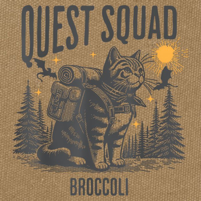 Quest Fantasy Squad Broccoli Funny Cat Cotton Canvas Backpack