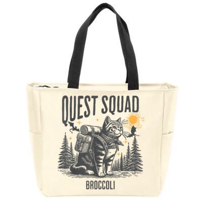 Quest Fantasy Squad Broccoli Funny Cat Zip Tote Bag