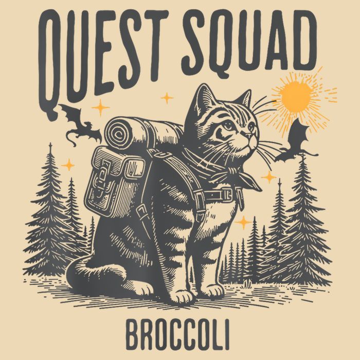 Quest Fantasy Squad Broccoli Funny Cat Zip Tote Bag