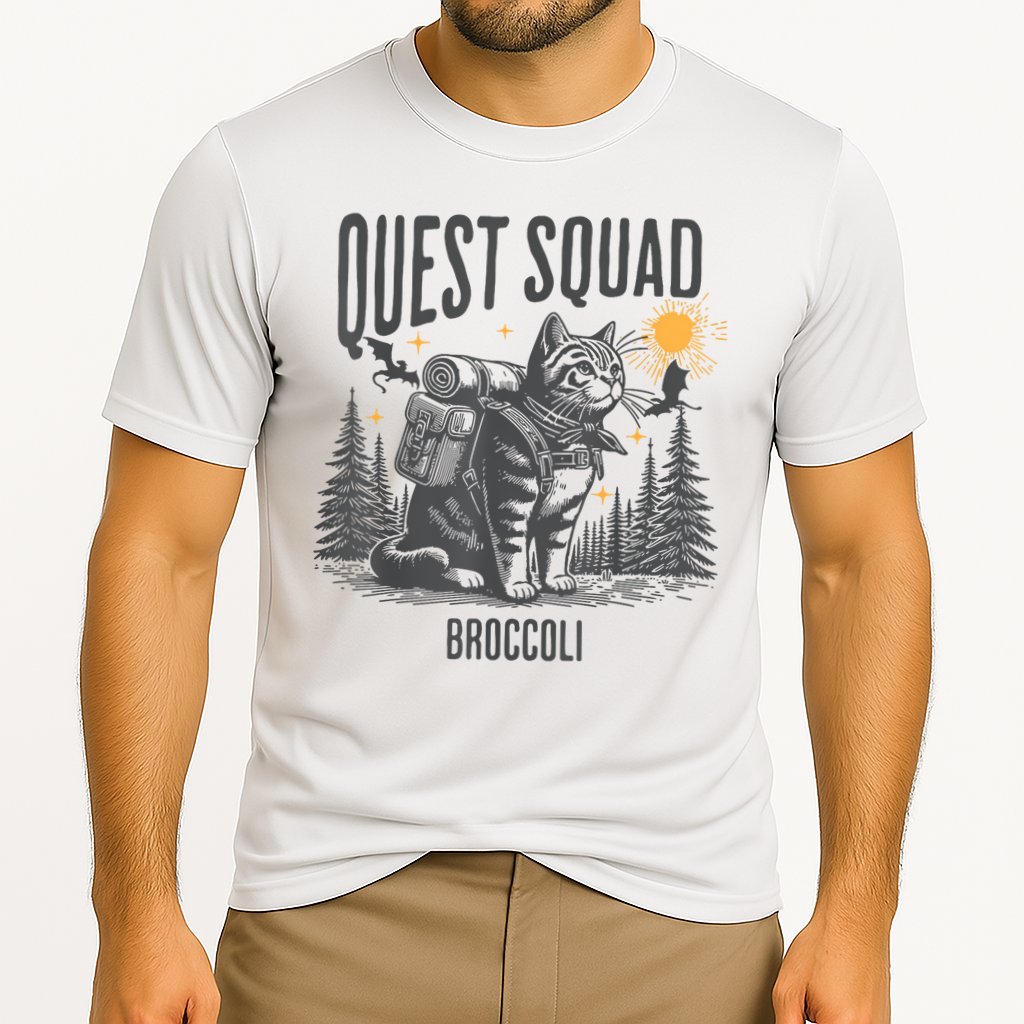 Quest Fantasy Squad Broccoli Funny Cat Performance Shirt
