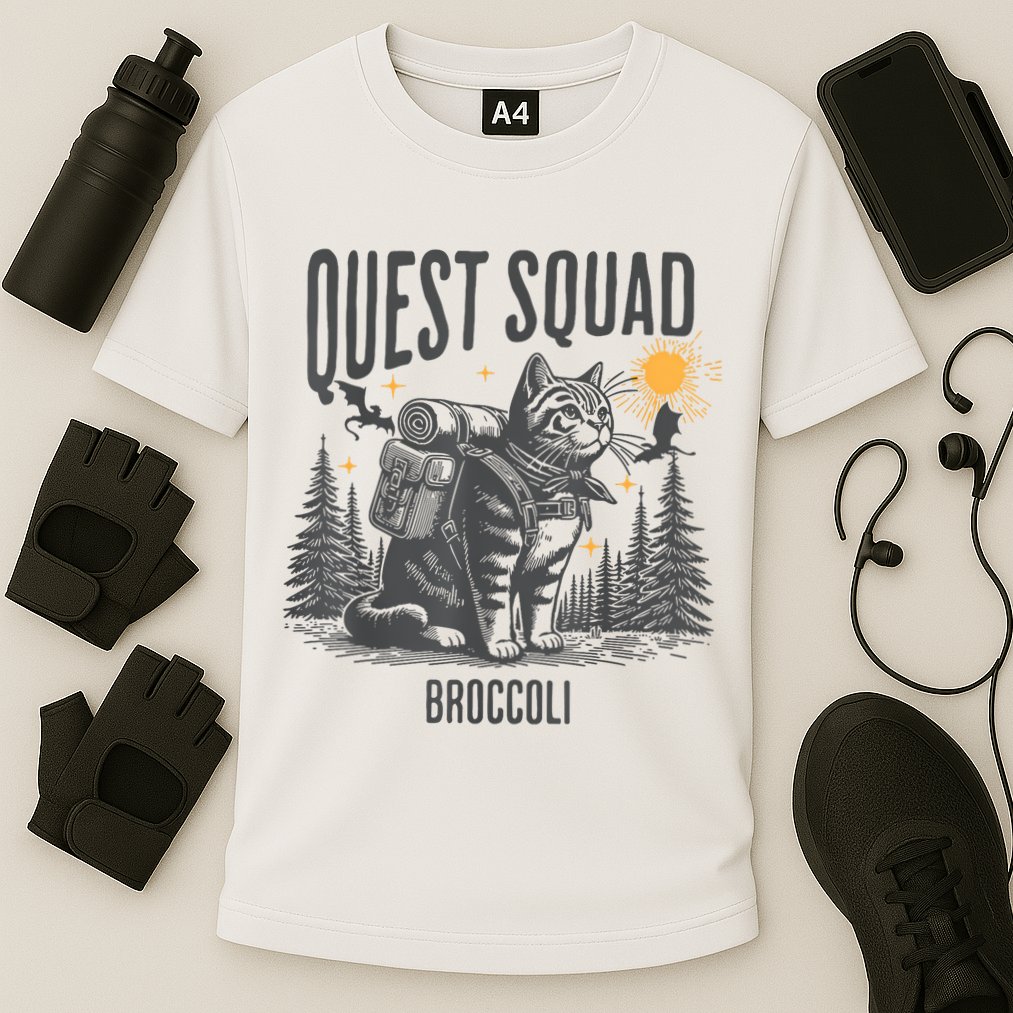 Quest Fantasy Squad Broccoli Funny Cat Performance Shirt