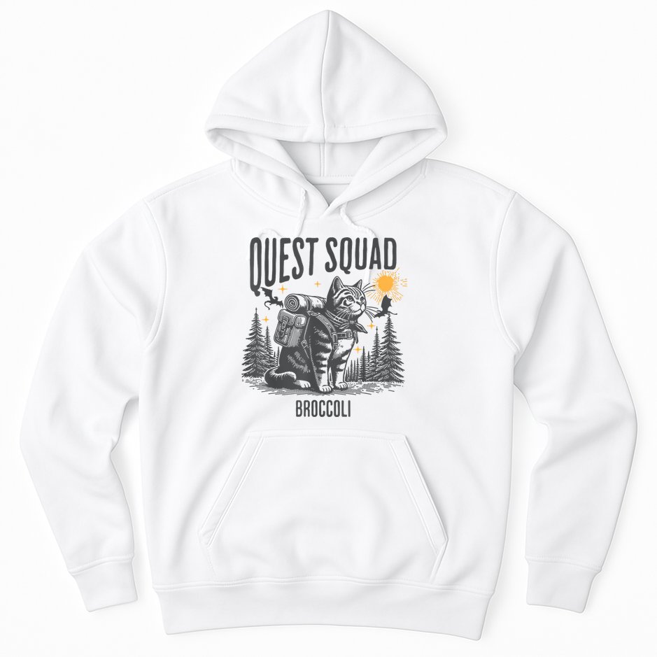 Quest Fantasy Squad Broccoli Funny Cat Hoodie