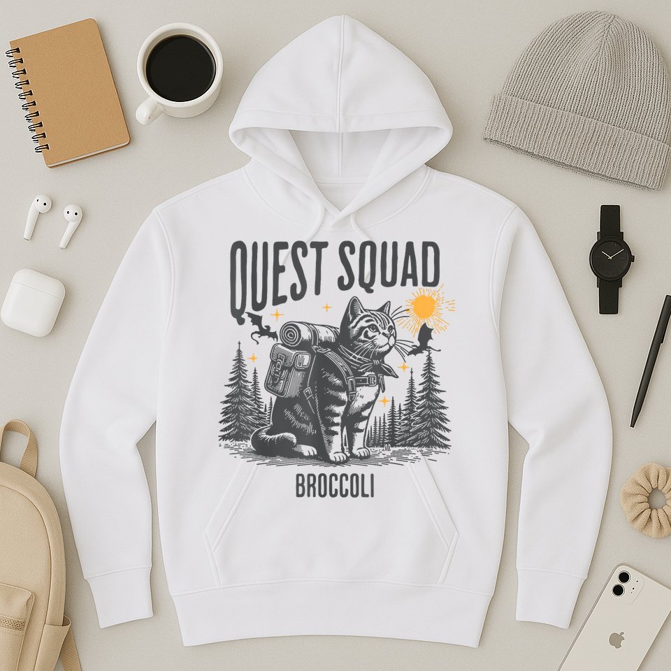 Quest Fantasy Squad Broccoli Funny Cat Hoodie