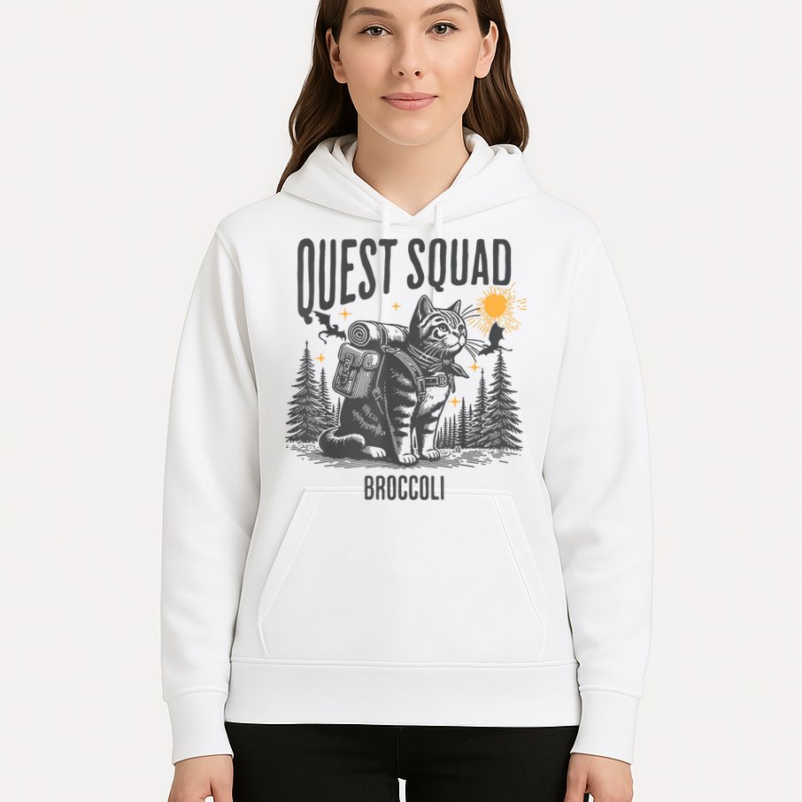 Quest Fantasy Squad Broccoli Funny Cat Hoodie