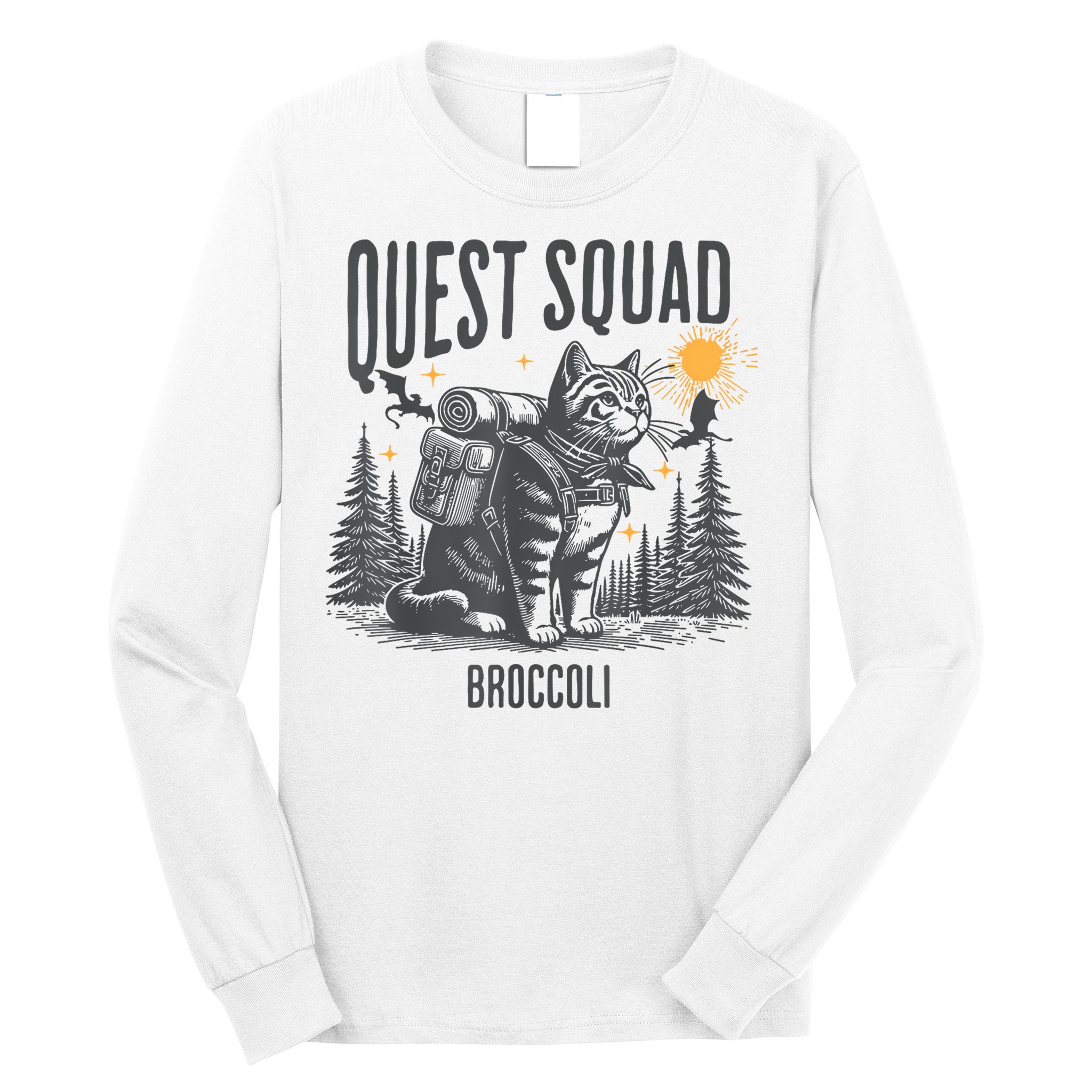 Quest Fantasy Squad Broccoli Funny Cat Long Sleeve Shirt