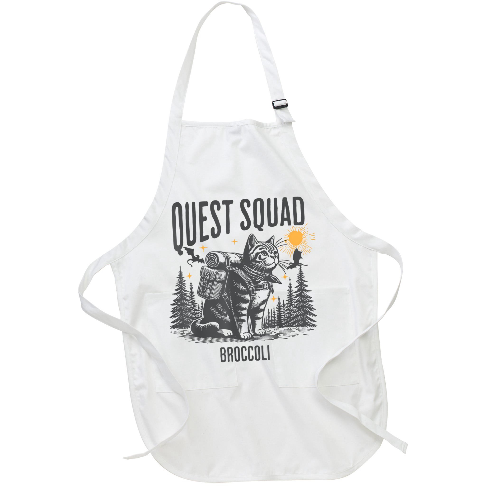 Quest Fantasy Squad Broccoli Funny Cat Apron