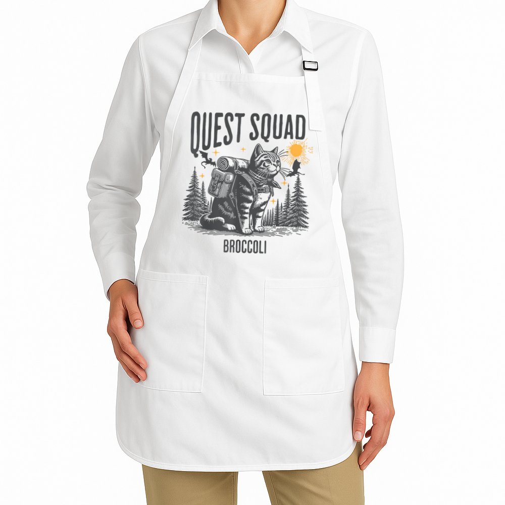 Quest Fantasy Squad Broccoli Funny Cat Apron