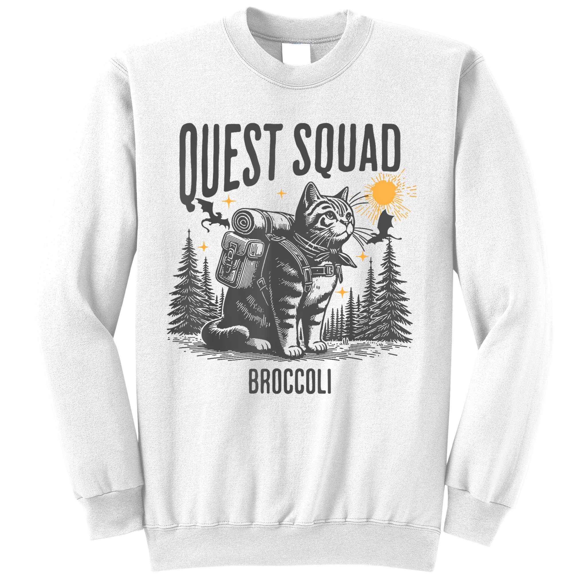 Quest Fantasy Squad Broccoli Funny Cat Sweatshirt