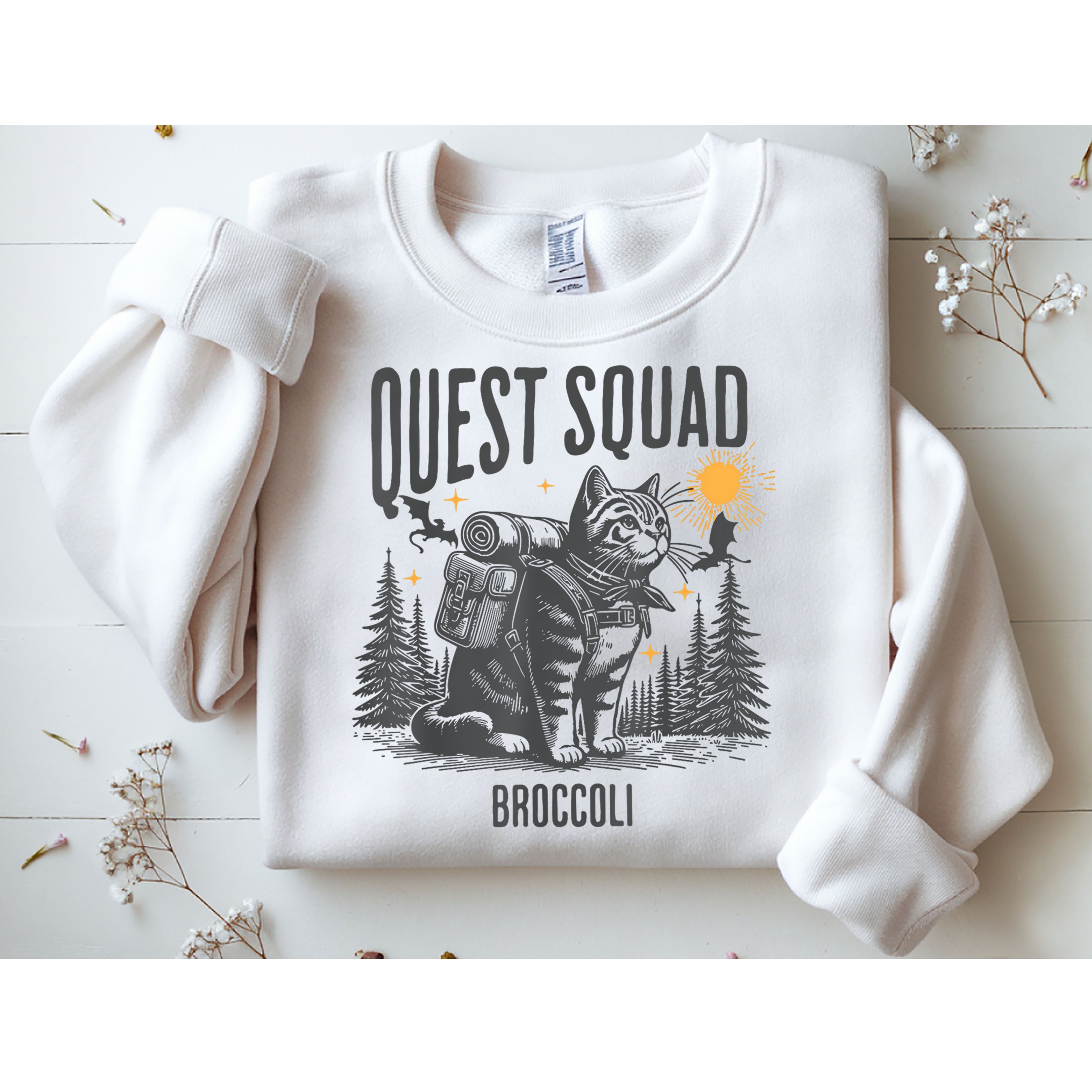 Quest Fantasy Squad Broccoli Funny Cat Sweatshirt