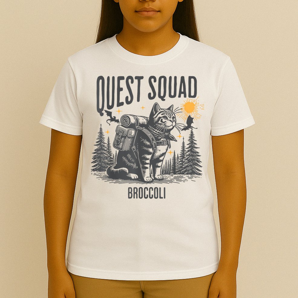 Quest Fantasy Squad Broccoli Funny Cat T-Shirt